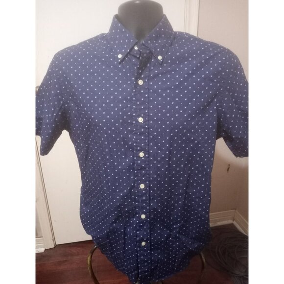 Ralph Lauren Button Down Shirt Men’s Medium M Slim Fit Podka Dots All Over Blue - Picture 1 of 12